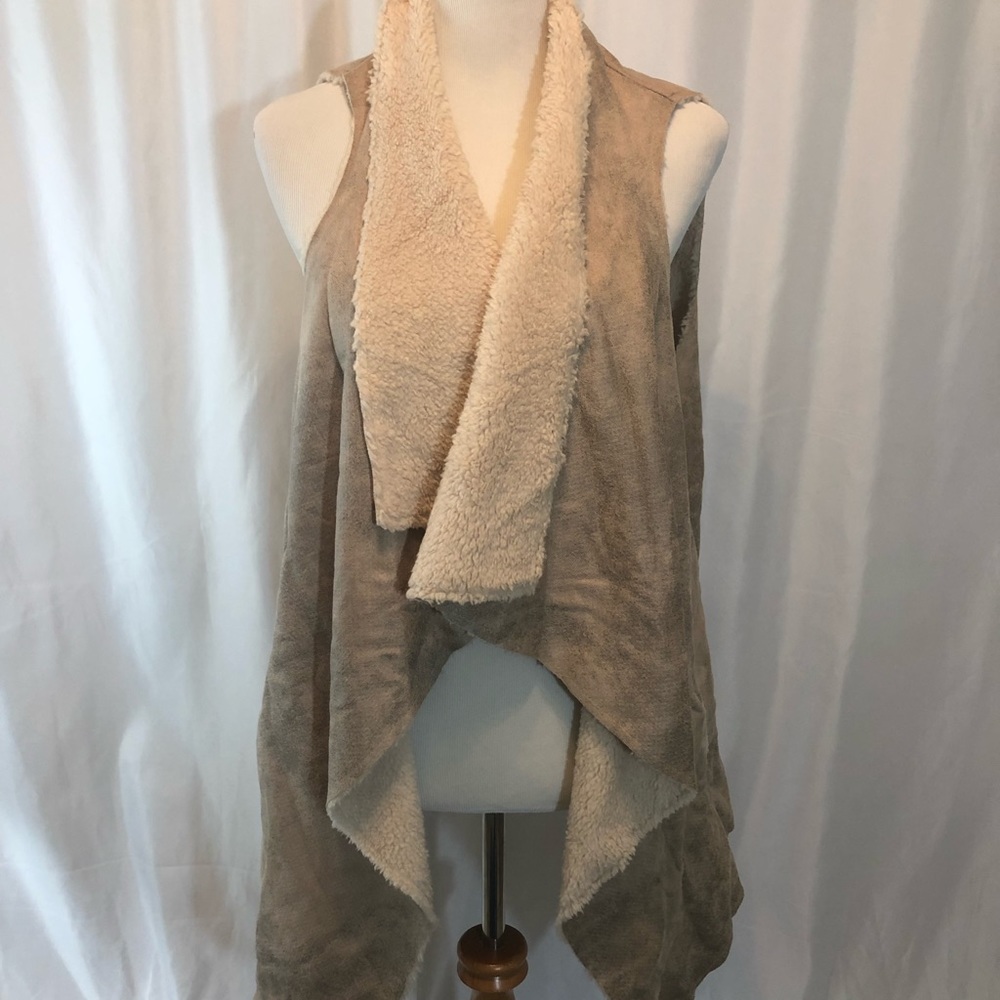 Suede Fax Fur Vest with Pockets